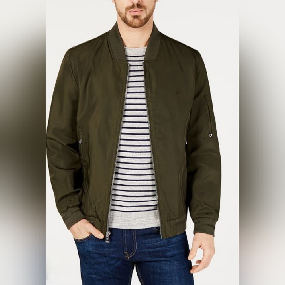 Calvin Klein NWT Modern Olive Green Men's Green Zip Front Bomber Jacket Sz Small